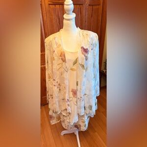 NWT Jeffrey & Dara Dress Womens 8 Evenings by Tom Barra Ivory Lace Sheer Lined
